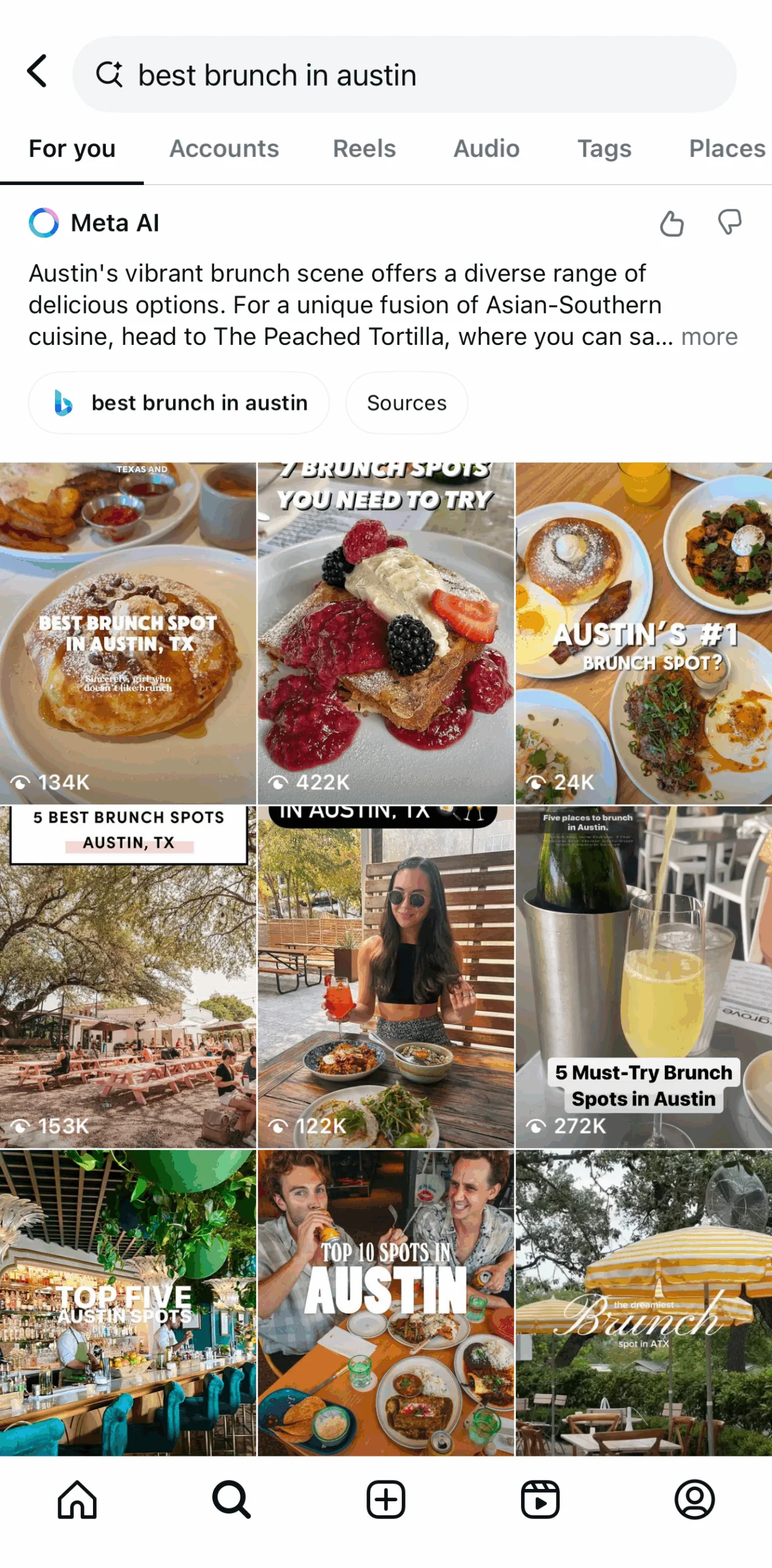 Sosyal aramada bir destinasyon ve otel araması: "best brunch" örneği
