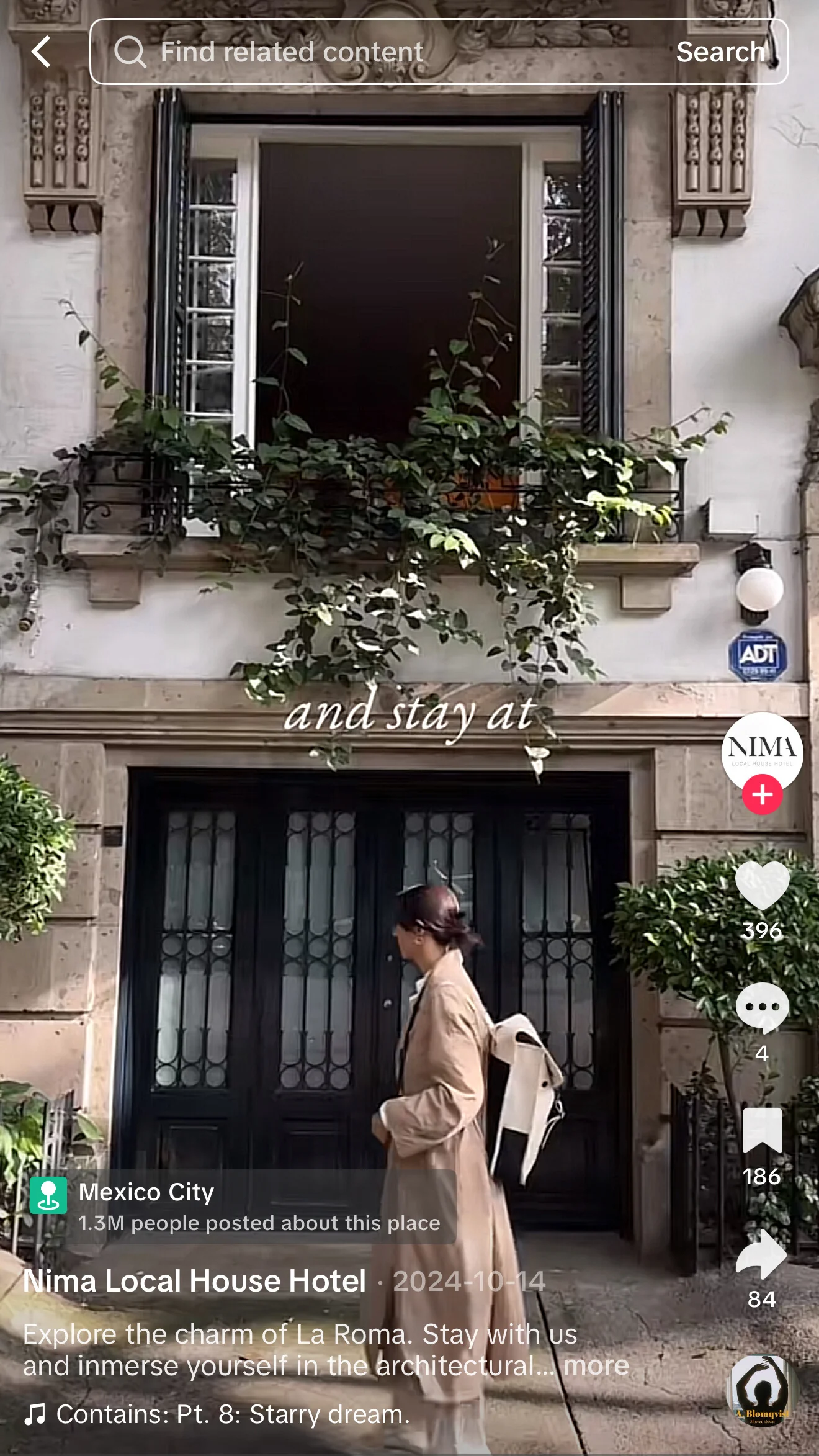 TikTok'ta bir otel deneyimi videosu örneği